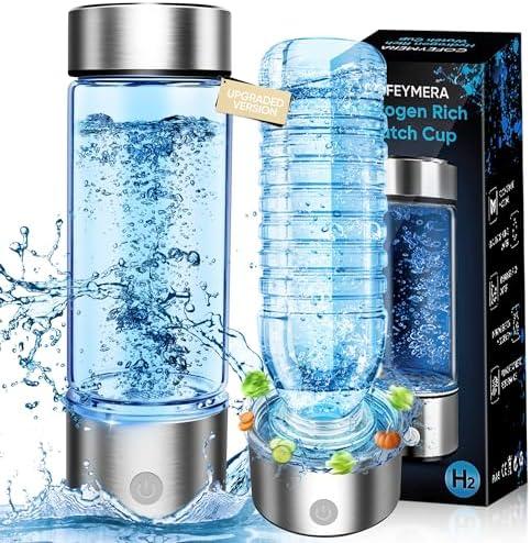 Upgraded Hydrogen Water Bottle Generator - Portable Rechargeable Hydrogen-Rich Water Machine, Rapid 3-Min for Enhanced Water Quality, Premium Travel-Friendly Design with SPE/PEM Tech (Silver)