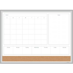 U Brands Magnetic Dry Erase 4-in-1 Calendar White Board, 24" x 18", Silver Aluminum Frame