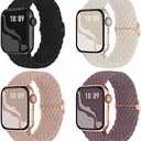 Braided Stretchy Solo Loop Compatible for Apple Watch Band 38mm/40mm/41mm/42mm for Women Men, Nylon Elastic Straps Wristbands for iWatch Series 10 