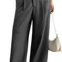GORGLITTER Women's Low Rise Dress Pants Business Casual Wide Leg Trousers Work Dressy Low Waisted Straight Slacks Pants (Gray) S