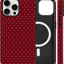 Magnetic for iPhone 14 Pro Case Cute Polka Dot Phone Case, Shockproof Slim TPU and Hard PC Protective Phone Cover Compatible with MagSafe Designed for Women Girls, Red