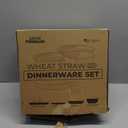 Grow Forward 16-piece Premium Wheat Straw Dinnerware Sets for 4 - Unbreakable Dishwasher & Microwave Safe Plastic Plates and Bowls Sets - Patio, Outdoors, RV, Camping Dishes - Sahara