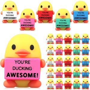 Gejoy 25 Pcs Mini Rubber Duck Toys Gifts Mini Colorful Ducks Decorations and Encouragement Birthday Motivational Positive Gifts for Colleague Staff Teacher