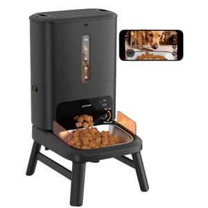 Automatic Dog Feeder for Large Breed with Camera - 15L/ 63 Cups Anti-Clog 5G WiFi Dog Food Dispenser for 2-23mm Kibble, Elevated Stand, Large Food Tray, 1080P HD Video with Night Vision, Keeps Fresh