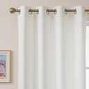 White Linen Textured Curtains, Sheer Curtains 84 Inches Long, Light Filtering Drapes 2 Panels Set, Luxury Grommet Semi Sheer for Living Room/Bedroom/Dining Room