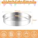 E-far 11 Inch Cake Pan Set of 2, Stainless Steel Large Round Baking Pans Tins, Non-Toxic & Leak-Proof Mold for Birthday Wedding Layer Tiered Cake, Easy Clean & Dishwasher Safe