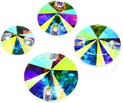 DONGZHOU Sew On Rhinestones Round Flat Back Sew On Glass Rhinestone Sewing Crystal Gems Stone Beads for Costume, Clothes, Garments, Dress, Jewelry, Belt, Shoes and DIY Crafts