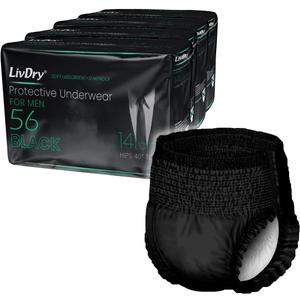 LivDry Mens Incontinence Underwear, Premium Adult Diapers for Men, Ultimate Max Protection, Large 56-Pack