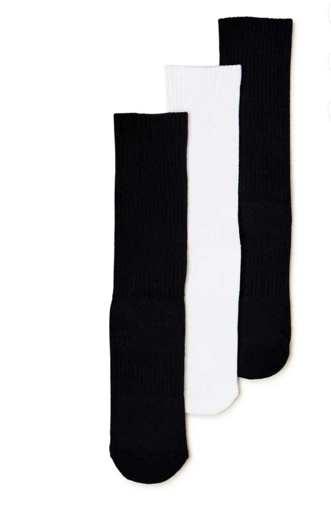 Pair of Thieves Men's Cushioned Ribbed Crew Socks (2-Pack), Black/White