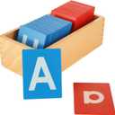 QTLCOHD Montessori Lower and Capital Case Sandpaper Letters, Tactile Letters for Preschool Learning, English Letter Language Teaching, Kindergarten & Early Childhood Development