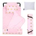 Wildkin Modern Kids Nap Mat Soft Cotton Blend with Pillow & Elastic Straps for School & Travel - Stars