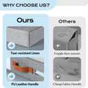 Yecaye 4 Pack Bed Sheet Organizer, Foldable Linen Closet Organizers and Storage (Queen & King Size) with Window & Label, Bedding Storage Box for Bedsheets, Duvet Covers and Pillow, Grey