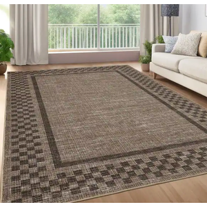Machine Washable 50x72 Inch  Area Rugs Modern Bordered Living Room Rug Non Slip Checkered Geometric Bedroom Throw Carpet Soft Boho Rugs for Dining Room Nursery Home Office, Brown