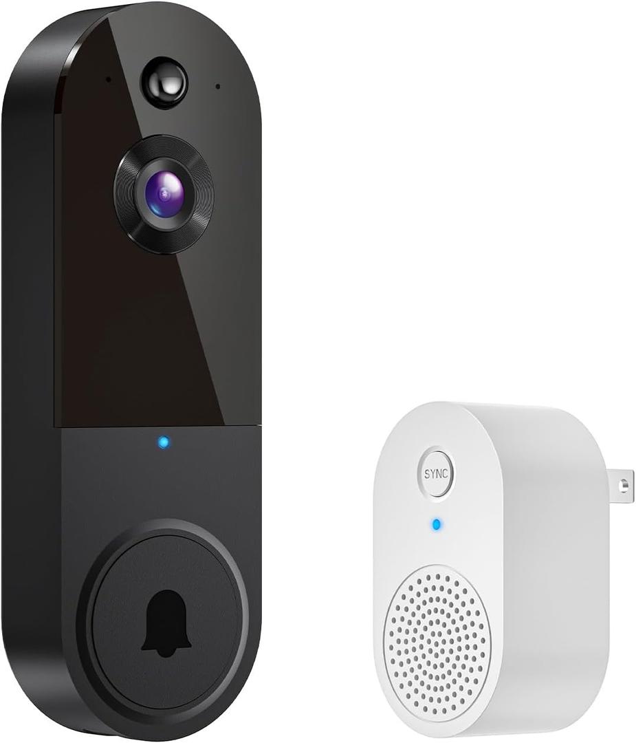BoomChill 1080p Wireless Video Doorbell Camera, AI Human Detection, 2-Way Talk, Live View, Night Vision, Cloud Storage, 2.4G WiFi Only, Battery Powered, Indoor Outdoor Surveillance (Black)