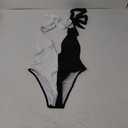 Lilosy Sexy Push Up Plunge Backless High Cut Leg Thong Cheeky Brazilian 1 One Piece Bikini Swimsuit Women Open Back Bathing Suit Self Tie Criss Cross Monokini Black and White X-Small