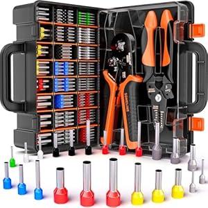 SOMELINE Ferrule Crimping Tool, Ratchet Pliers for AWG24-8 with 23 Sizes Wire End Ferrule Terminals, Quadrilateral Wire Crimp Pliers with Crimp Connectors, Crimp Pliers and Stripper Kit Crimp Connector
