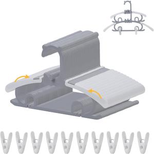 50 Pack Baby Clothes Hanger with 16 Clips, 11-15 inch Adjustable Kid Hangers, Multifunctional Children Hanger for Girl Boy Toddler Kids Child(Grey) (Gray)