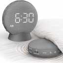 SolaceRise Super Loud Alarm Clock for Heavy Sleepers: Vibrating Digital Auto-Dim Clock with Bed Shaker for Hearing Impaired - Portable Rechargeable Battery for Bedroom Travel Dorm - Gray