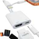 USB-C and Lightning to HDMI Adapter for iPhone ipad to TV [MFi Certified], 4K@60 Hz Sync Screen Apple Lightning to Digital AV Adapter for MacBook, iPhone17/16/15, iPad to TV/Projector/Monitor (White)