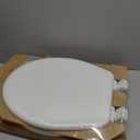Mayfair Linden Slow Close Toilet Seat, Non Slip Heavy Duty Wood, Easy Install, Round, White