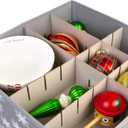 HOLDN STORAGE Christmas Ornament Storage Box with Lid - Christmas Decor Storage Containers that Store up to 64 Holiday Ornaments - Grey/White Snowflakes
