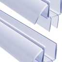 2PCS Shower Door Bottom Seal for Frameless Doors 10MM, 3/8" x 39", Clear Vinyl Shower Door Seal Strip Sweep, Leak-Proof Water Barrier