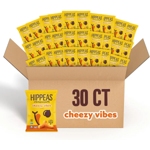 HIPPEAS Chickpea Puffs, Cheezy Vibes, Gluten Free, Dairy Free, Vegan, 0.8oz Bag, Pack of 30, 3g Protein, 2g Fiber, Crunchy Baked Plant Protein Snack, Non-GMO, Kosher. Best By: 05/04/26