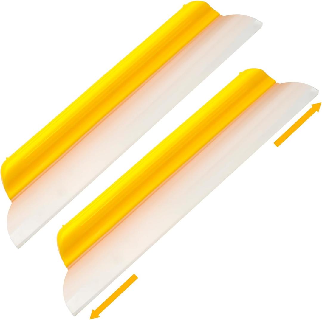 2 Pack 14 inch Car Drying Squeegee Longer Silicone Automotive Water Wiper Flexible Auto T-Bar Rubber Blade for Car Windshield Glass Window Bathroom Shower Squeegees Wash Tool(Yellow)
