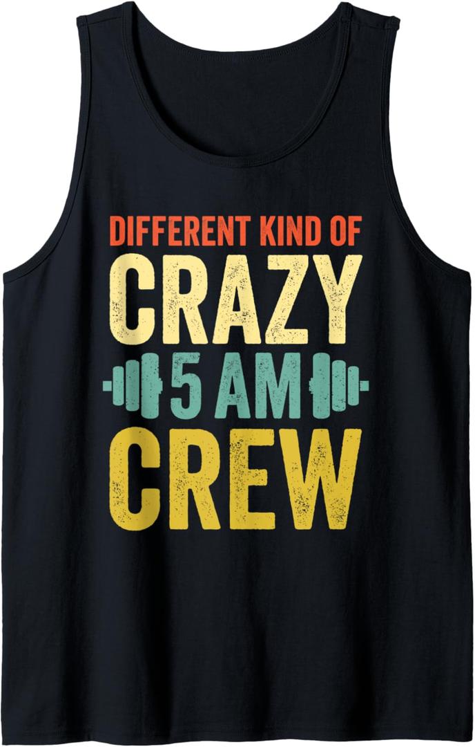 Workout Squad 5AM Crew Funny Gym Quote Vintage Retro Tank Top, Size XL