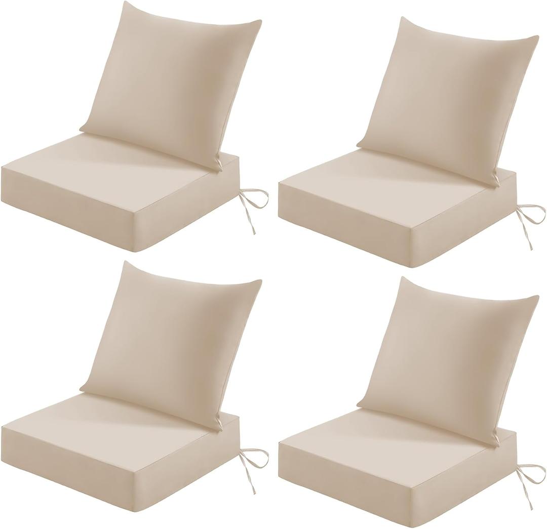 Outdoor Deep-Seat Cushion Set, 24 * 24 * 5.75inch, Beige, Set of 4