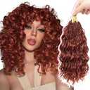 Gowit Pre Looped Deep Wave Crochet Hair 12 Inch 7 Packs Short Curly Reddish Brown Pre Twisted Ocean Wave Deep Twist Crochet Braids Synthetic Braiding Hair for Black Women