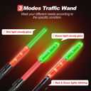 RoadHero 2 Pack 21 Inch Traffic Wands, Red and Green Led Traffic Control Baton, Safety Light Wand with 3 Flashing Modes, Air Marshaling Signal Wand with Side Clip for Airport, Parking, Car Directing