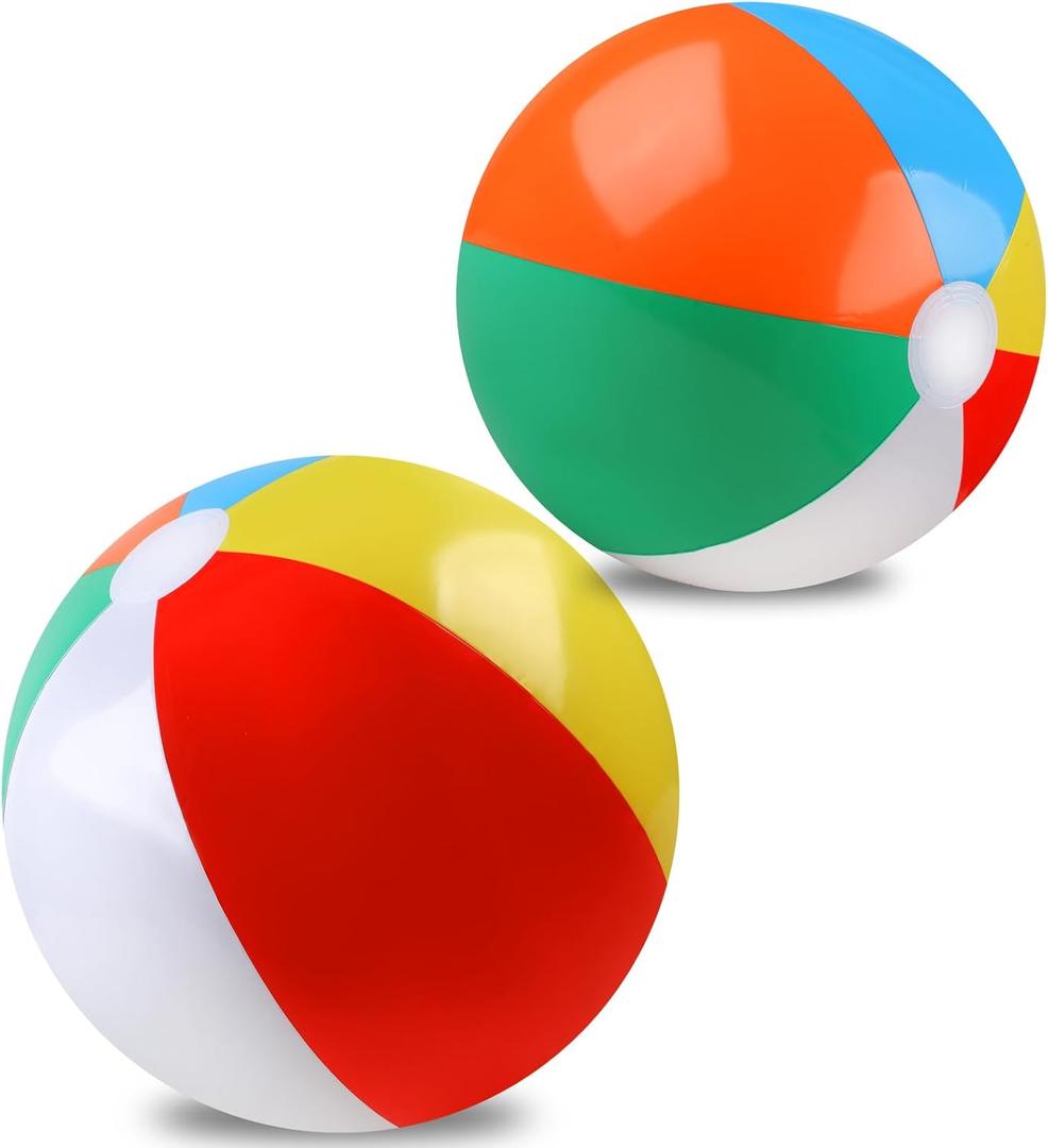 2 Pack Beach Balls, 20 Inch Beach Balls, Rainbow Color Pool Toys Pool Balls for Swimming Pool, Beach Toys Inflatable Ball for Summer Parties and Water Games