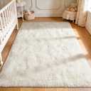 Przemy Ivory Area Rug for Bedroom, 4x6 Feet Fluffy Shaggy Living Room Rugs, Super Soft Fuzzy Carpet Rug for Boys Kids Room Dorm Nursery Indoor Home Decor