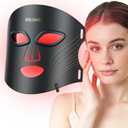 PrunGo Red Light Therapy for Face LED Mask with 3 Light Modes, Portable Rechargeable Device, 850nm Infrared, Lightweight & Comfortable with Remote Control and Timer, Equipped with 280 LED Lights