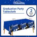 2 x Gatherfun Graduation Decorations Kit - 2 Pcs Blue Gongrats Grad Tablecover for Party Decorations，Graduation Plastic Table Covers 54"x108"