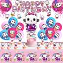 Lemoneon Cute Kitty Birthday Party Decorations Supplies Happy Birthday Banner Cake Cupcake Toppers Balloons Hanging Swirls