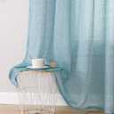 Miss SELETEX Natural Linen Sheer Curtains for Living Room Elegant Solid Window Drapes Grommet Top Light Filtering Curtains Window Voile Linen Textured Panels for Bedroom 2 Panels 52Wx63L Turquoise