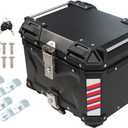 45L Black Silver Adopting Aluminum Motorcycle Top Case Tail Box Motorcycle Trunk (Black)