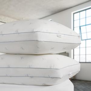 Calvin Klein Logo Extra Firm 20" x 36" King Size Set of 2 Bed Pillows for Sleeping, White