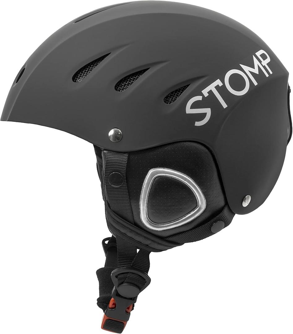 STOMP Ski & Snowboarding Snow Sports Helmet with Build-in Pocket in Ear Pads for Wireless Drop-in Headphone (Large, Matte Black)