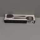 Coukre 2 Pack Silicone Spatula Set, High Heat Resistant, BPA Free Kitchen Spatula, Solid & Slotted Turner for Non-Stick Pans, Sauting, and Flipping (2, PureBlack)