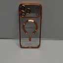 Misea Magnetic for iPhone 17 Pro Max Case Compatible with MagSafe [Never Yellowing] [Military Grade Drop Protection] Full Camera Lens Protector Plating Soft Clear Phone Case for Women, Cosmic Orange