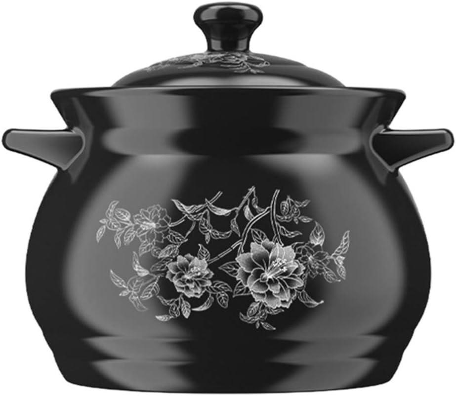 1Pc Ceramic Stew Pot Wear-resistant Multipurpose Cooking Pot with Handles Heat-resistant Cover for People Beautiful Design for Kitchen Use