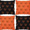 Tudomro 4pcs 18x18 Inch Halloween Pumpkin Pillow Covers Pumpkin Throw Pillow Case Soft Plush Faux Fur Sofa Cushion Case for Chair Sofa Bedroom Living Room Home Decor