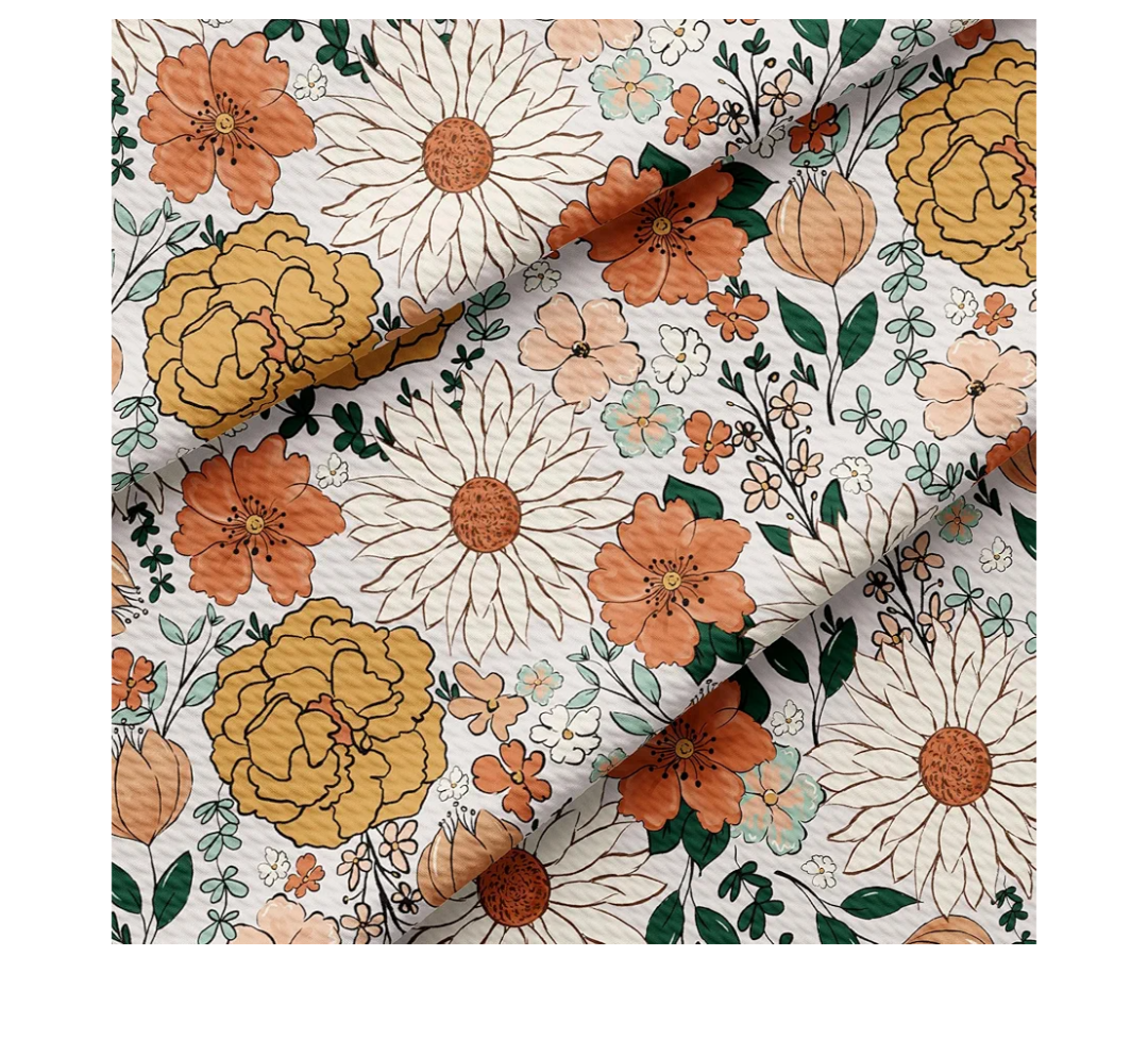 Fall Floral Autumn Bullet Textured Fabric by The Yard Floral Stretch Liverpool - Knit Jersey Fabric for Bows Clothes Sewing (AA1655)
