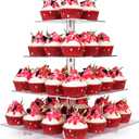 YestBuy Cupcake Stand, 4 Tier Acrylic Cupcake Tower Stand, Premium Cupcake Holder, Clear Cupcake Display for 52 Cupcakes, Display for Pastry Wedding Birthday Party