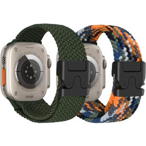 Nylon Braided Watch Bands Compatible with iWatch Series 11/10/9/8/7/6/SE/5/4/3/2/1, Sport Strap for 38mm/40mm/41mm/42mm Women Men, Stretchy Nylon Band with Zinc Alloy Parachute Buckle