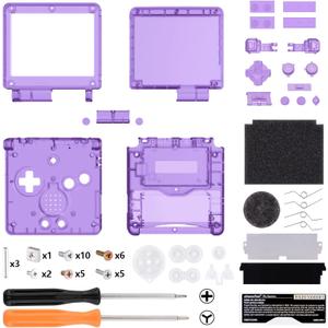 IPS Ready Upgraded eXtremeRate Clear Atomic Purple Custom Replacement Housing Shell for Gameboy Advance SP GBA SP  Compatible with Both IPS & Standard LCD  Console & Screen NOT Included