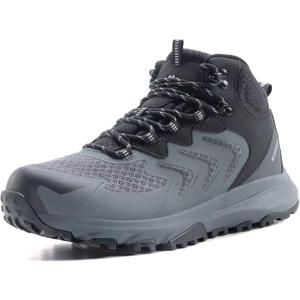 Men's Waterproof Hiking Boots Lightweight Comfortable Breathable Outdoor All-Terrain Trekking Ankle Boots (11.5, Grey-1)